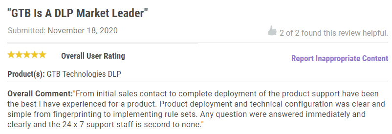 Gartner Peer GTB Market leader