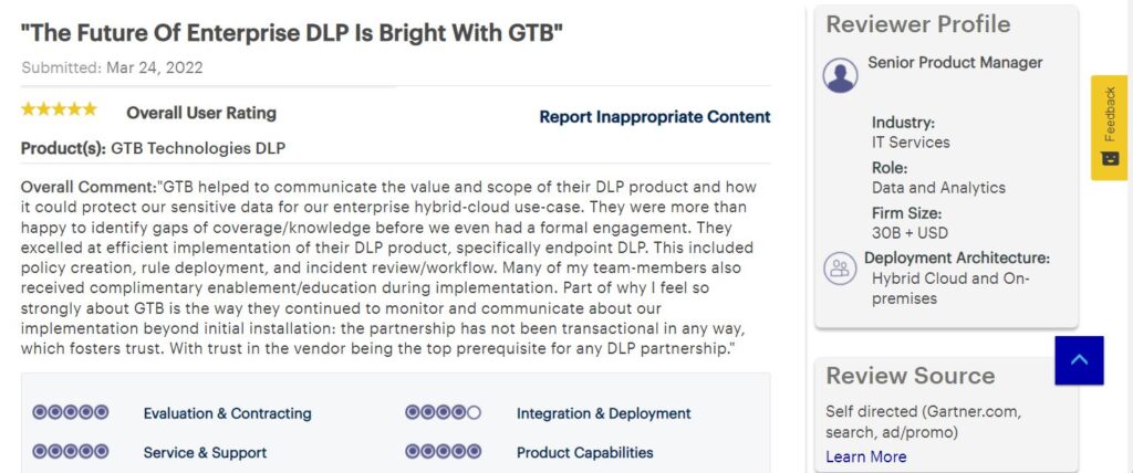 2022 Gartner peer insight 5 star facebook meta